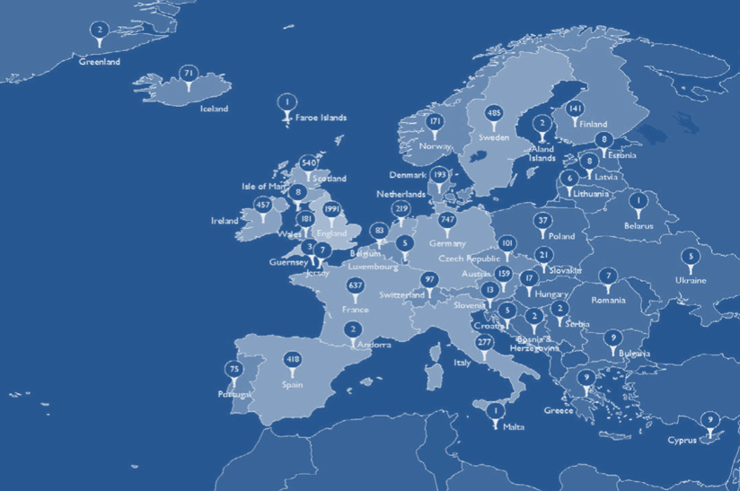 *欧州各国のゴルフコース数。2017年度データ